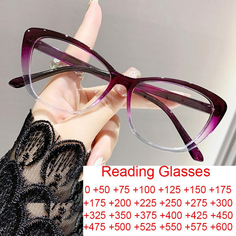 Fashionable Reading Glasses For Women Men Ultra-light far Sight Eyewear Luxury Brand Designer Cat Eye Anti-blue Light Glasses