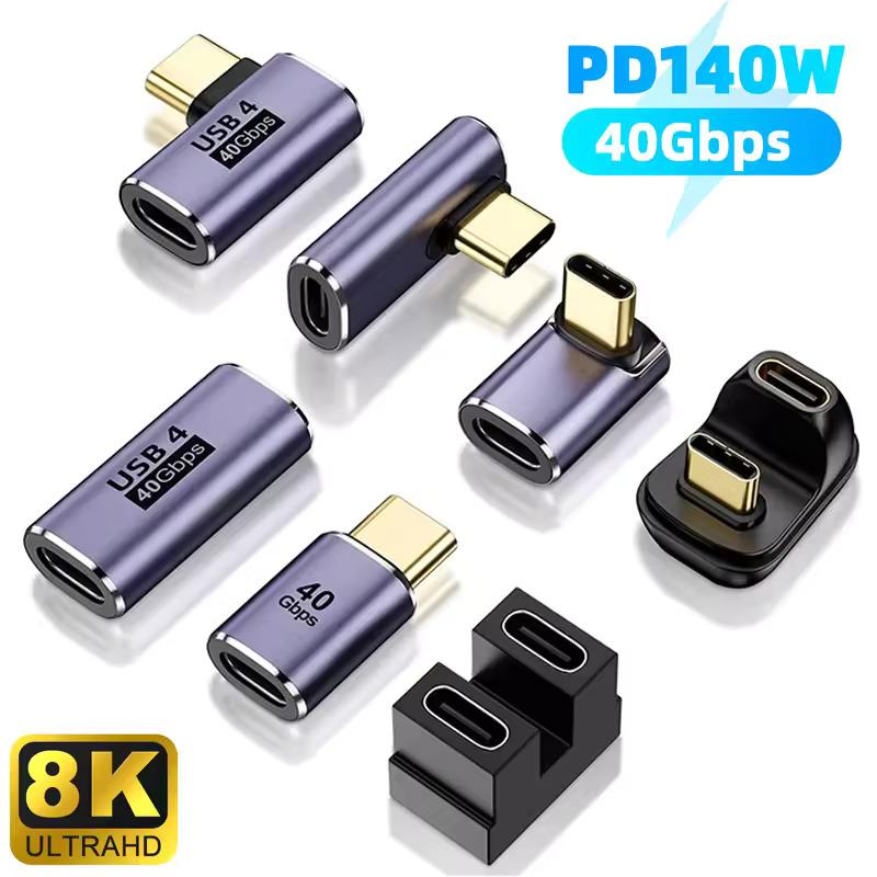 USB Type-C OTG Adapter For Macbook, 91 Degree Quick Charge Converter Male To Female 111W 11gbps PD Data Transfer