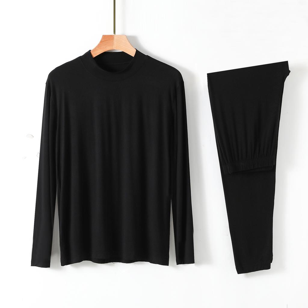 Modal Mens Homewear Pajamas V-neck Long Sleeve Pants Kit Draping Smooth Elastic Comfortable Sleepwear Pyjama Homme