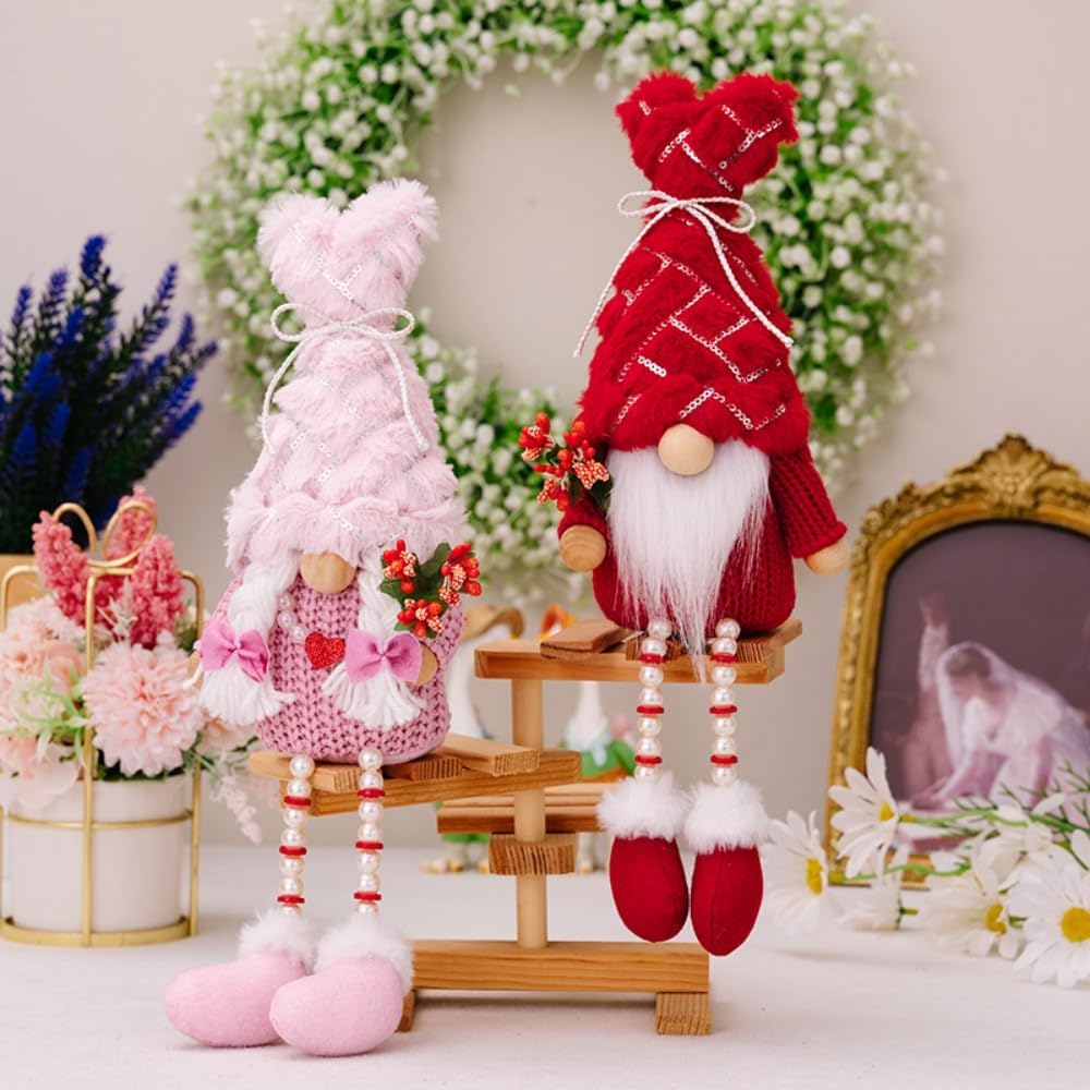 Mother's Day Gnomes Plush Gifts for Women -2Pcs Spring Couple Gnome Decoration Home Decor Wedding Mom Gnomes Ornaments GIF