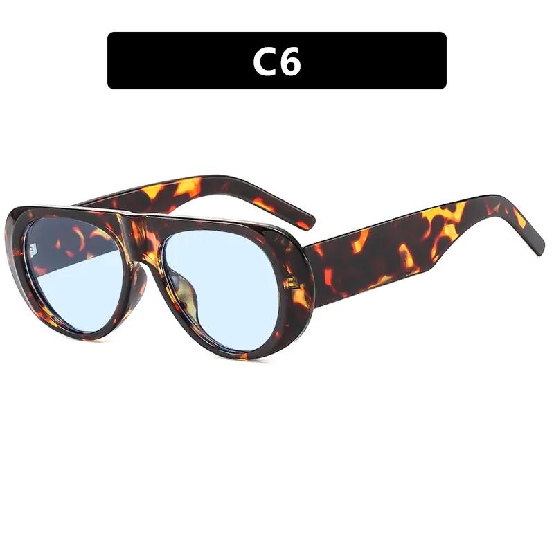 Fashion New Retro Oval Large Frame Sunglasses Wide Leg Jelly Color Personalized Design UV Resistant Sunglasses Female