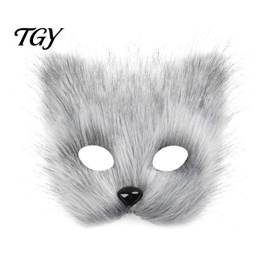 Accessori per Costumi da Festa a Tema Maschera Cosplay Volpe Peluche, Coda Soffice, Oggetti di Scena per Costumi, Maschera Morbida per Appassionati di Animazione per Convention Anime e