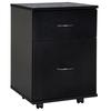 Two Drawer Filing Cabinet with Wheels- Black Wood Grain