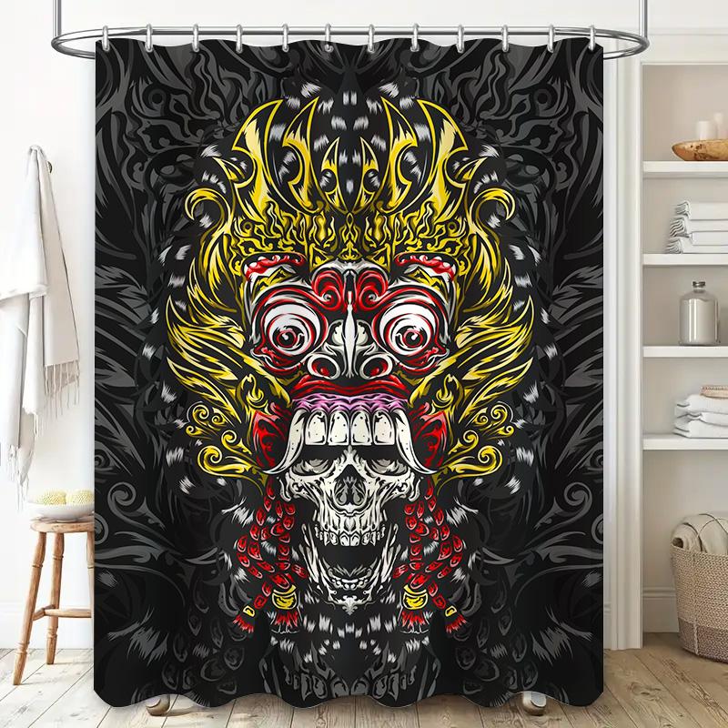 Tuniu Chinese Monster Scary Shower Curtain For Bathroom Unique Skull Art Decoration Waterproof 150X180Cm