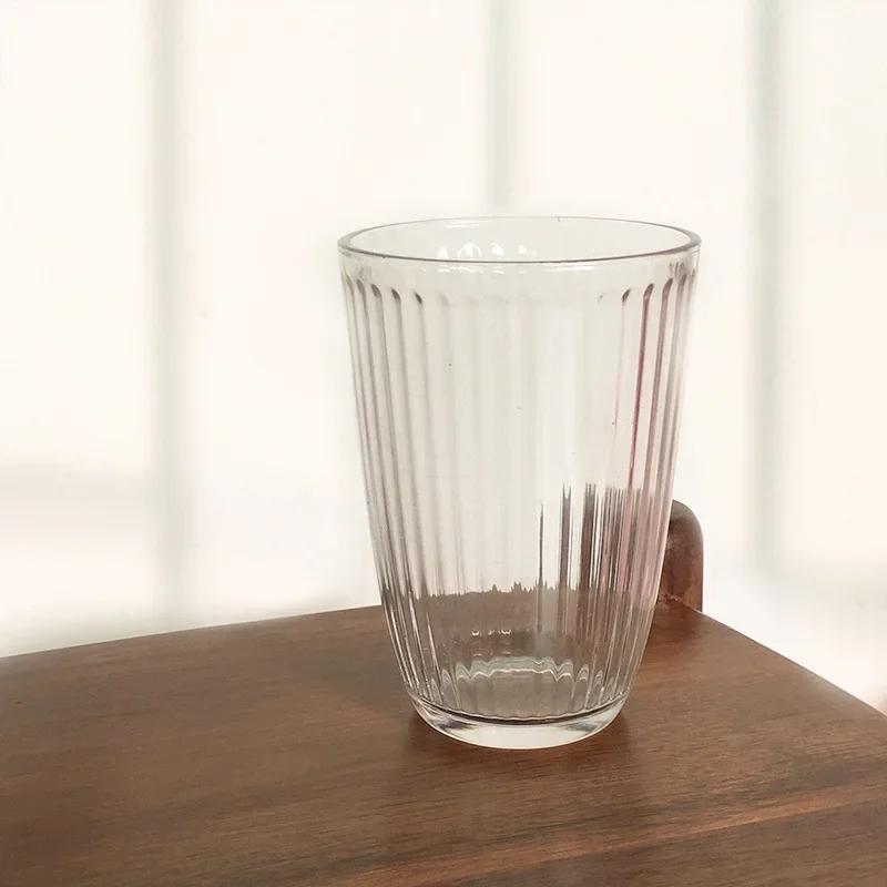 250ml/360ml Coffee Mugs Cafe Vintage Striped Cups Transparent Glass Latte Iced Coffee Cup Cold Extract Mocha Classic Drinkware