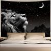 1pcs Cool Lion Tapestry, Space Stars Moon Tapestry, Exquisite Black Tapestry Wall Hanging for Bedroom Living Room Polyester