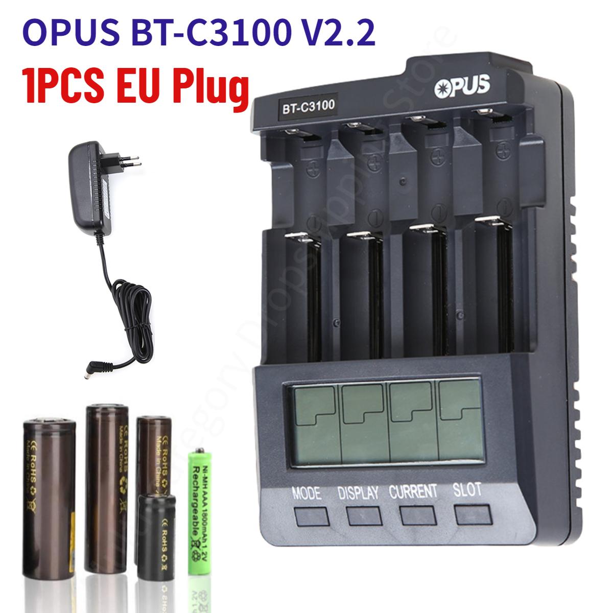 

OPUS BT-C3100 V2.2 ЖК-дисплей Умное зарядное устройство для аккумуляторов Li-ion NiCd NiMH AA AAA 10440 14500 18650 Четыре слота Перезаряжаемые аккумуляторы