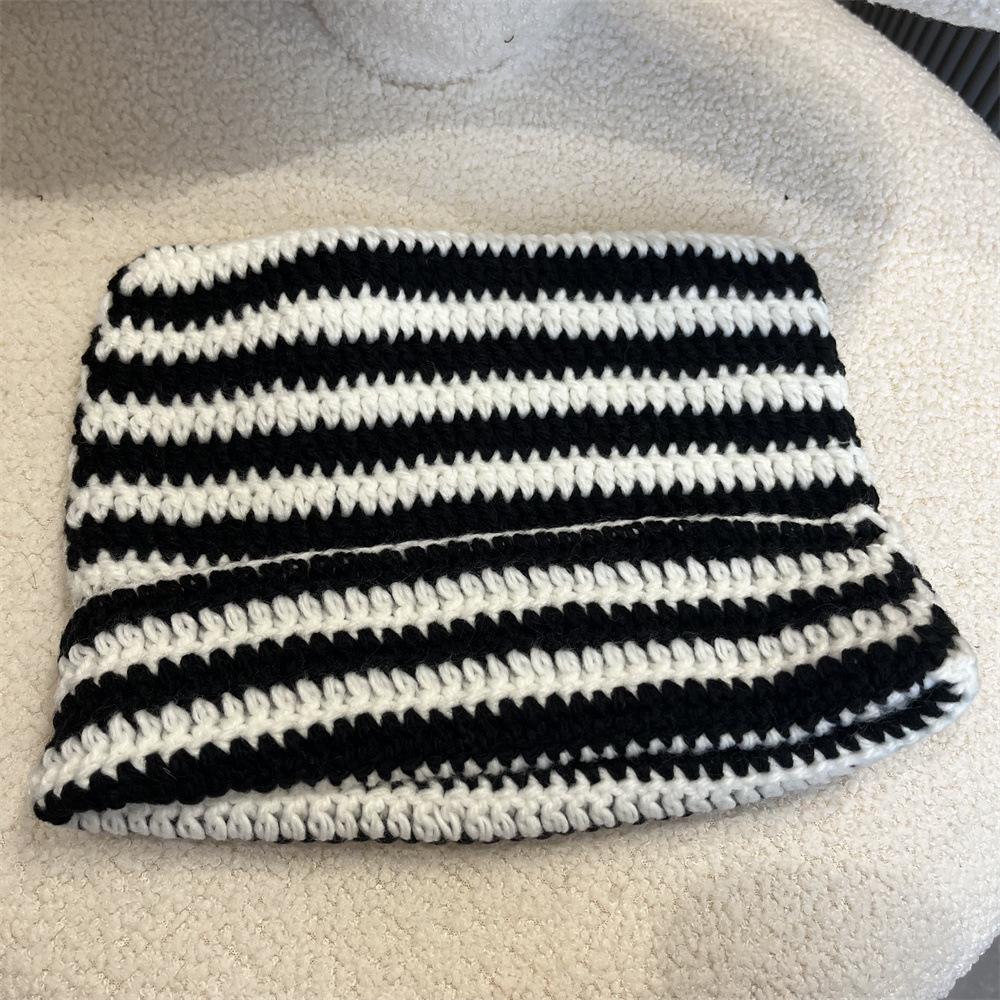 Little Devil Striped Knitted Wool Hat Female Cute Cat Ears Pointed Hat Pullover Ear Cap