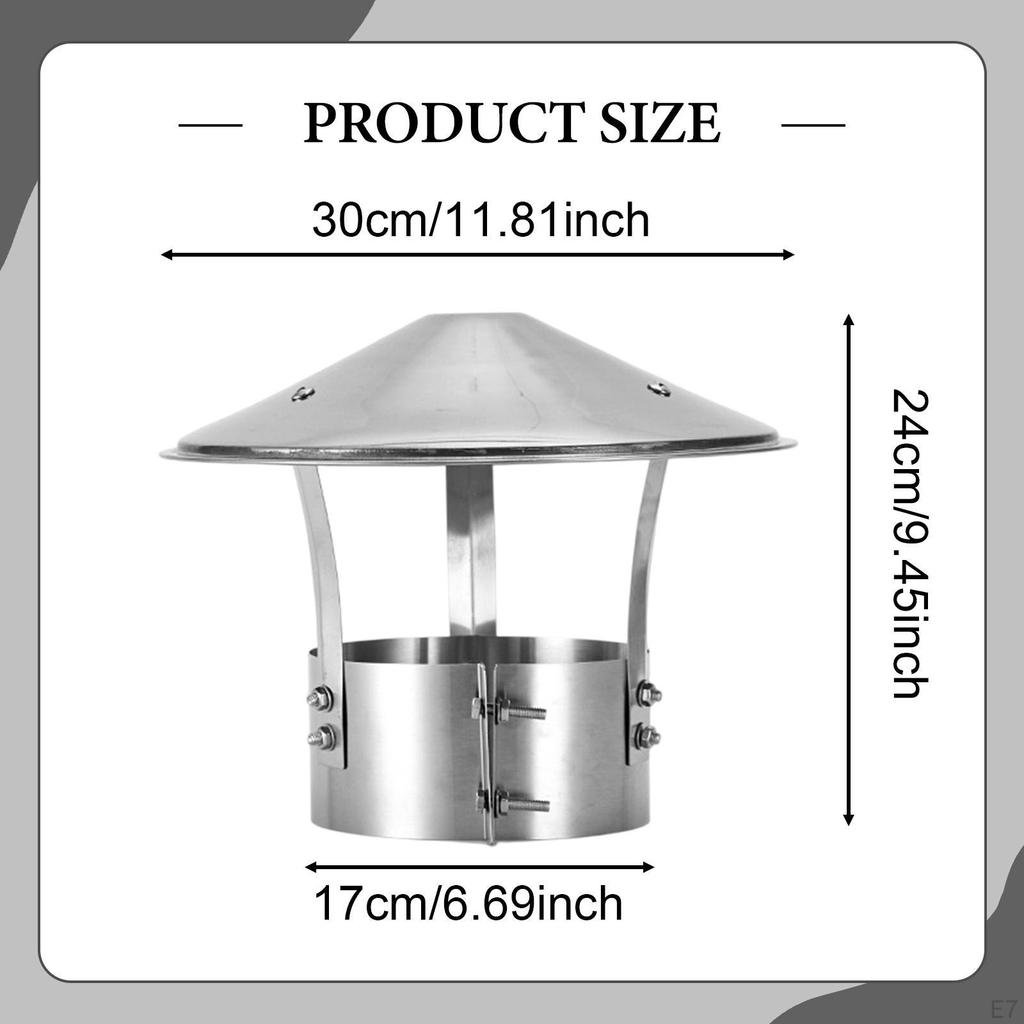 Chimney Cap Cover Pipe Rain Roof Stainless Steel for Ducting