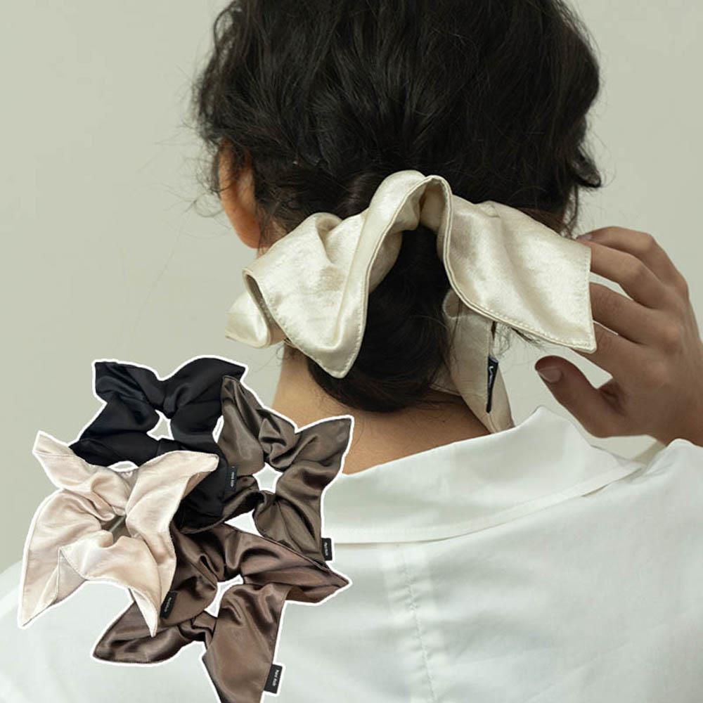 NEW Square Pleated Low Ponytail High-end Hair Tie Temperament Hair Accessory Ladies Silk Solid Color Hair Bands Vintage Hairband