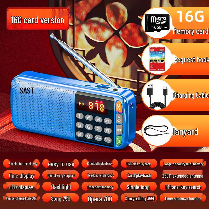 Xianke 2025 Portable Rechargeable Radio & Speaker for Seniors