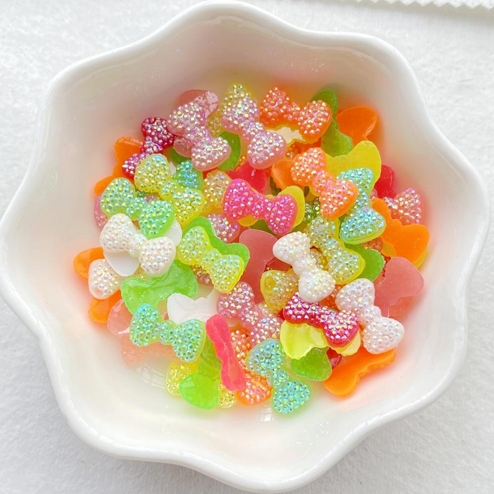 50Pcs New Mixed Nail Art Resin Small Bow Tie Designer Charms Rhinestones DIY Craft For Nail 3D Decorations