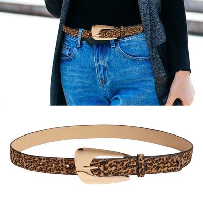 Unique Waist Belt Leopard Print Chain for Cowboy Cowgirl Stylish Buckle Retro Waistband Waist Chain Belt