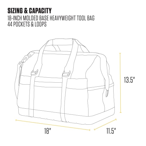 Carhartt OnSite Tool Bag, Durable, Waterproof, Heavy-Duty Tool Storage Bag with Molded Base, 18 inches, Carhartt Brown, B0000520