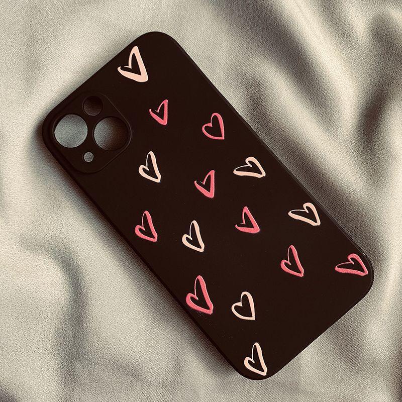 Love-themed couple case suitable for iPhone 13/14/15 Pro Max, silicone full-cover case for iPhone 11, soft case for iPhone 12/16