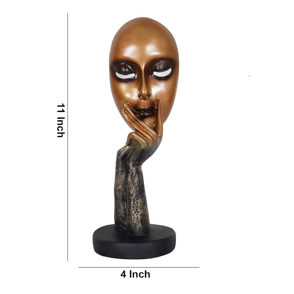 Resin Human Lady Face Showpiece, Medium, 1 Piece, Golden