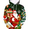 Christmas Hooded Ladies Sweatshirt 3D Cartoon Pattern Printing Casual Pullover Hoodie Kangaroo Pocket Long-sleeved Top
