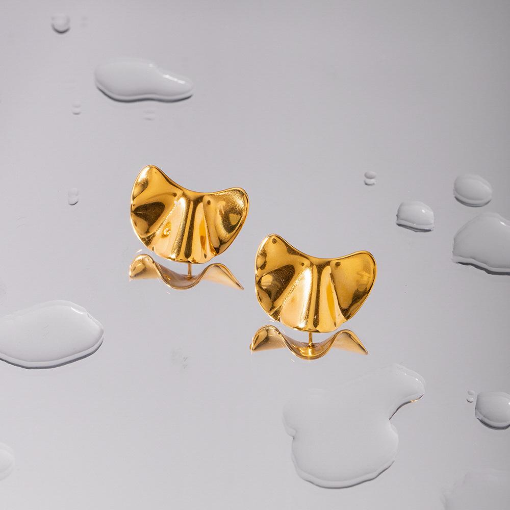 Popular 18k Gold Stainless Steel Irregular Concave-convex Earrings Titanium Steel Gold Ears Fashion Versatile