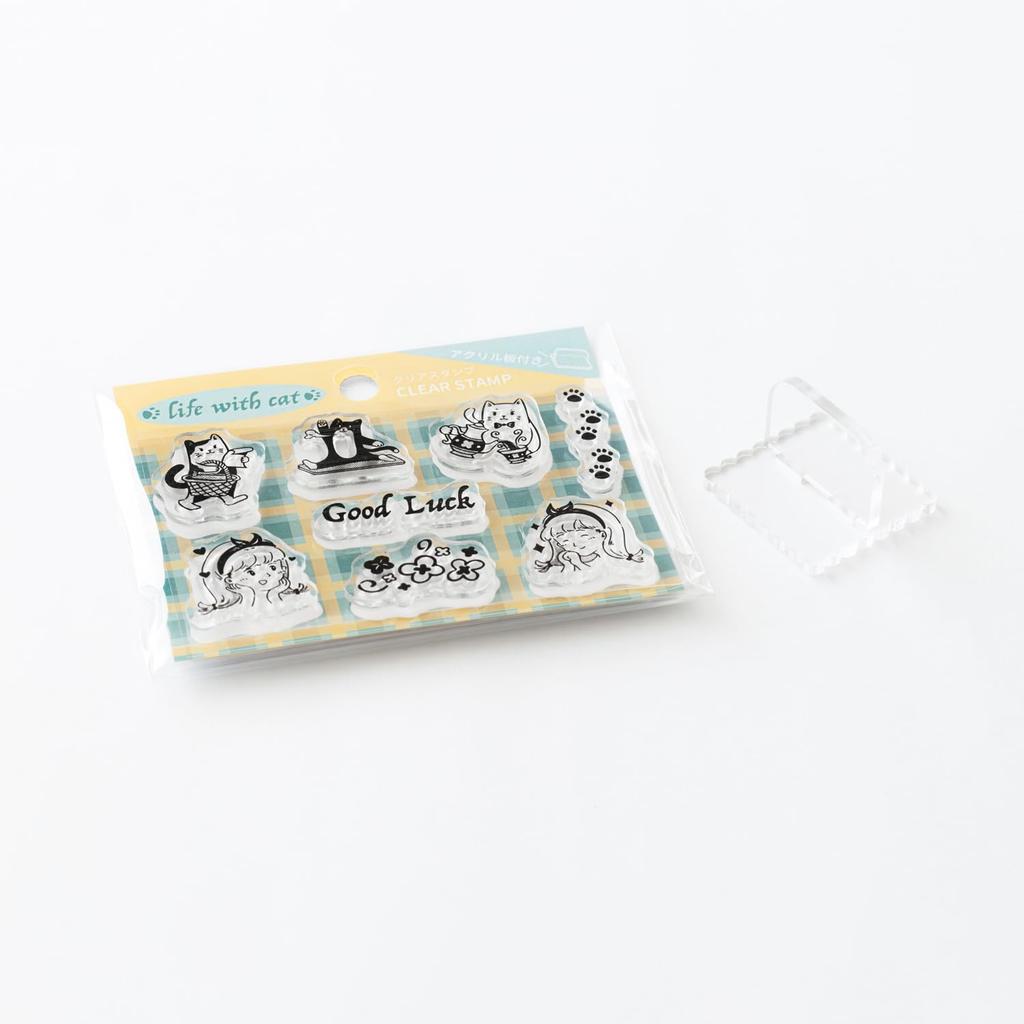Taiyo Tomar Mini Clear Stamp Set with "Life Cat" SCLR-03