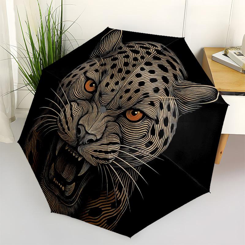1pz Ombrello Automatico Apri/Chiudi Gatto Selvatico Leopardo, Ombrello Pieghevole Compatto, Ombrello Portatile per Tutte le Stagioni per Donne/Uomini F1124145