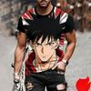 Man Anime Printed Casual Round Neck T-shirt Fashionable Comfortable Soft Breathable Minimalist Daily Large Loose T-shirt
