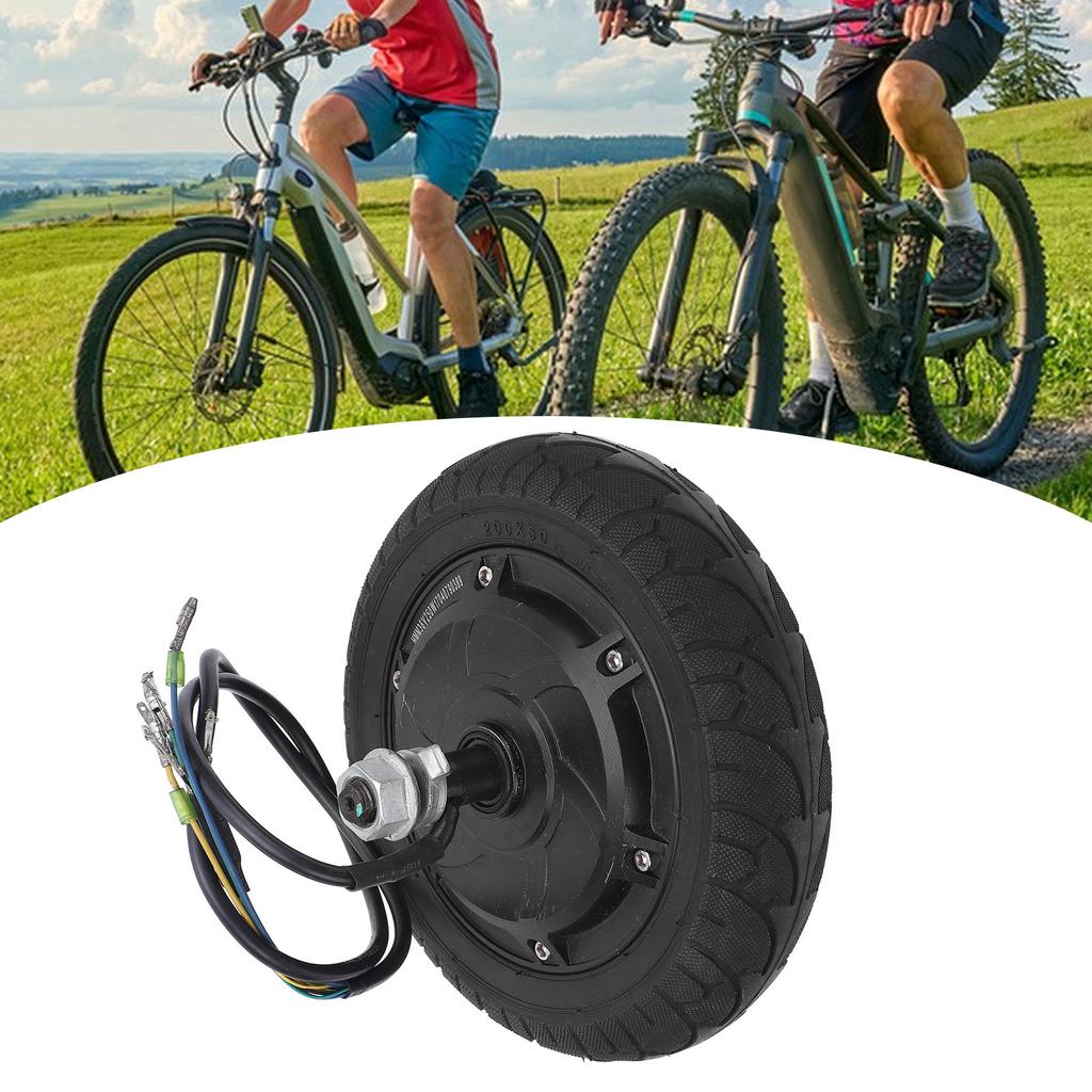 8 Inch Electric Scooter Hub Motor 36V 350W Brushless Hub Motor with Tire 200mm Diameter 45mm Tire Width 70mm Opening Width Double Sided Threaded Shaft
