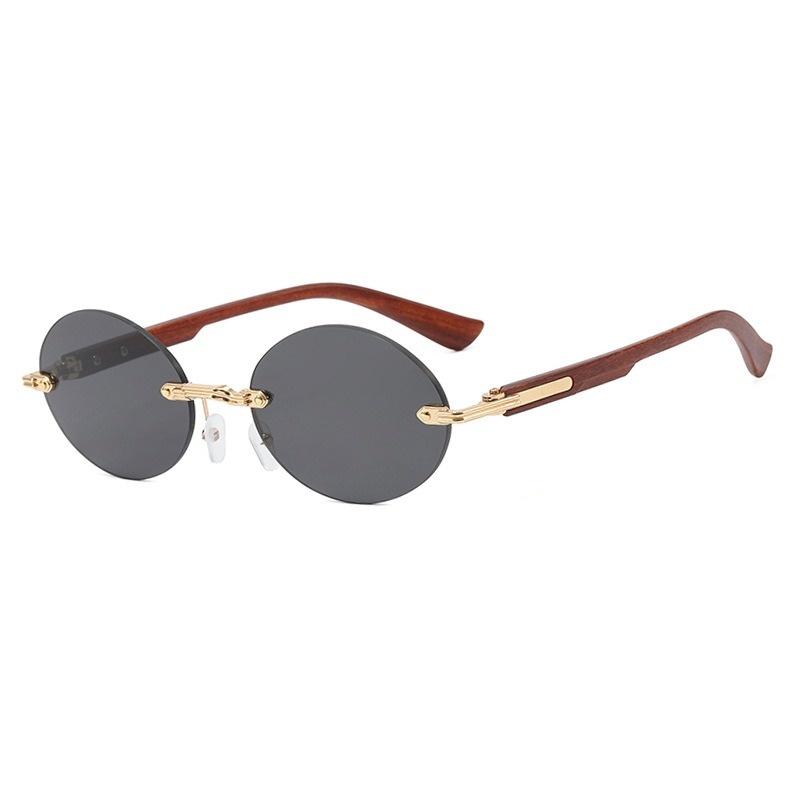 Retro Rimless Sunglasses Women Men Wooden Vintage Pattern Luxury Brand Sun Glasses Fashion Shades Female UV400 Travel Outdoor