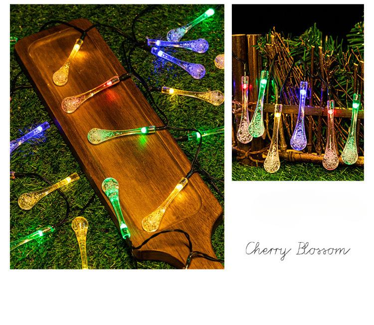 Solar-Wassertropfen-Lichterkette, Außenbalkon, Gartenhofdekoration, Weihnachtslichterkette