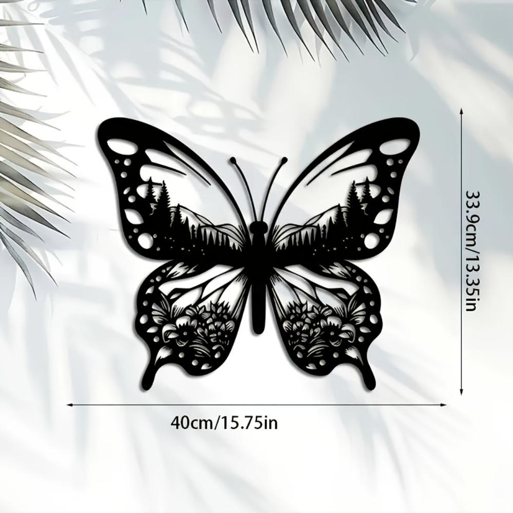 

Metal Butterfly Wall Art Black, Large Garden Decor Outdoor, Indoor Hanging Sculpture for Living Room Balcony Terrace, Wedding Housewarming Gift 1pc