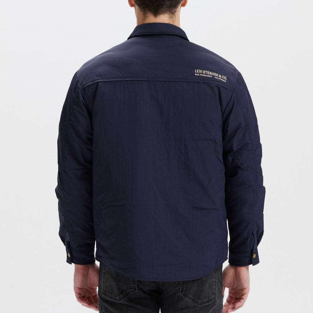 Levis Loose Comfortable Solid Color Zip Collar Long Sleeve Down Jacket Men Outerwear Blue 002NA-0001