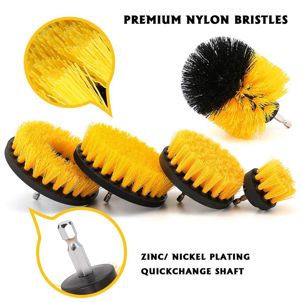 Drill Brush Drill Scrubber Power Cleaning Kit for Car Bathroom Corners 5-Piece Attachment, Brush, Carpet, Detailing, Surfaces, Upholstery, Grout,