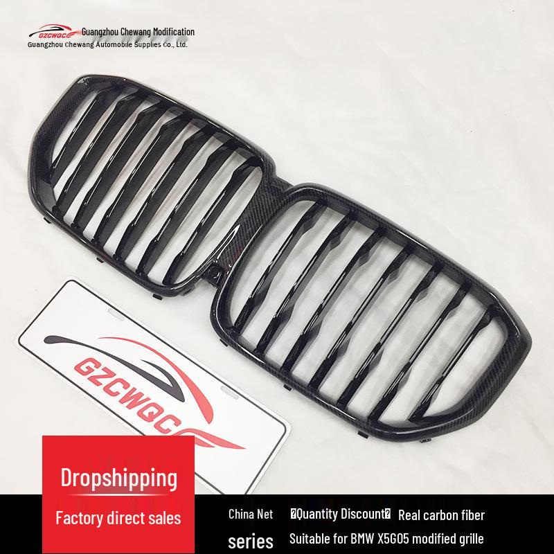 Glänzend Schwarzer Kohlefaser-Kühlergrill für Vor-Facelift BMW X5 G05 - Einzel- oder Doppellinien-Stil