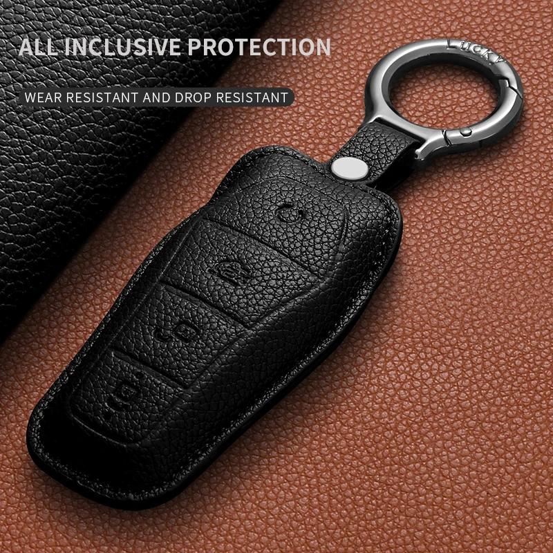 Leather Car Remote Key Cover For Byd Qin Yuan Up Han Song Don Seal Sea Lion Seagull 06Ev E3 06Gt 06Dm 05Dm Xia Summer Accessory