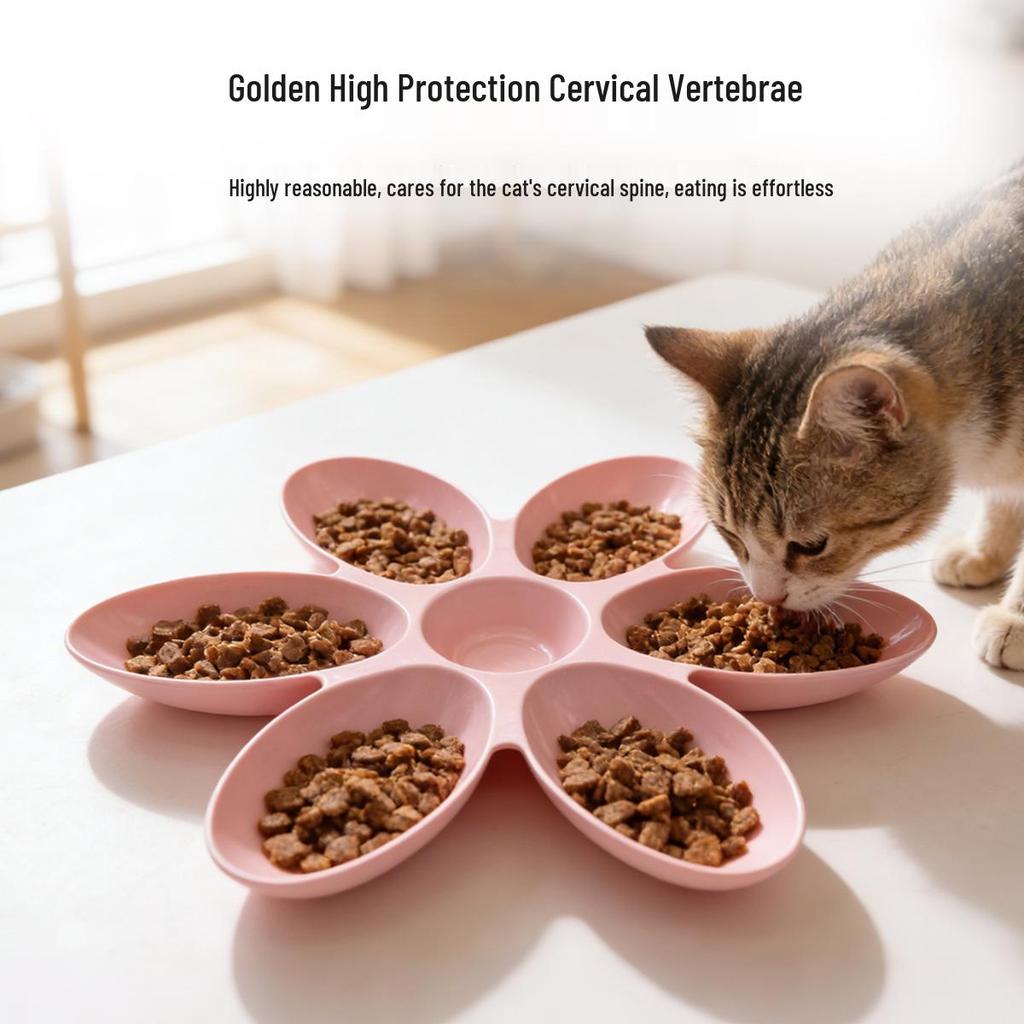 Six-Grid Petal Anti-Gobble Cat & Puppy Feeder Bowl - Non-Tip Design