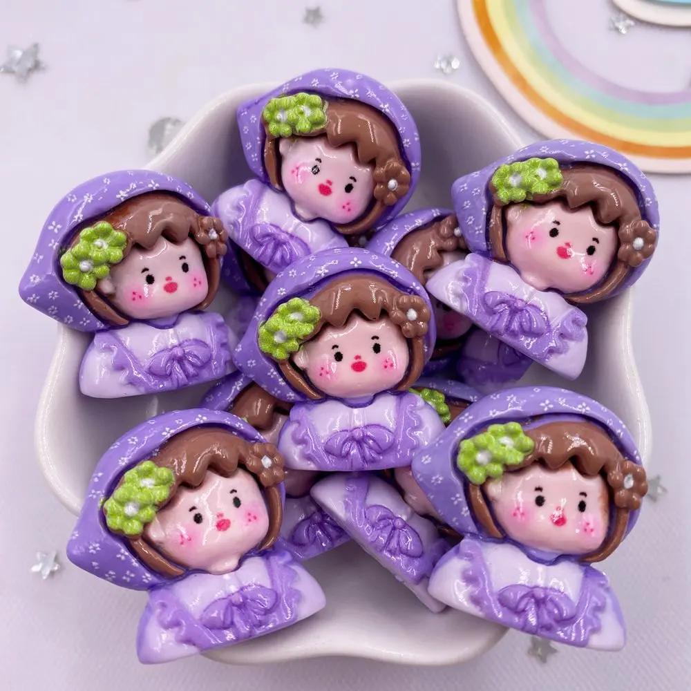 10 STÜCKE Kawaii Harz Bunt 3D Cartoon Blume Schleife Mädchen Flache Rückseite Stein Figuren Scrapbook DIY Schlüsselanhänger Dekor Zubehör