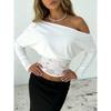 Fashion Lace Splicing Slim Waist T-shirt Spring Autumn Crop Tops Women's Long Sleeve Sweet Blouse Off-Shoulder Loose Elegant Sexy Slim-Fit Casual Tops