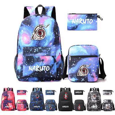 3 τεμάχια/σετ Anime Naruto Backpack με τσάντα ώμου Μολυβοθήκη για αγόρι κορίτσι Βιβλιοθήκη Σακίδιο ανδρών Γυναικεία Τσάντα ταξιδιού ελεύθερου χρόνου Σακίδιο πλάτης