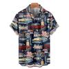 Shirts For Men 3d Vintage Fashion Violin Rocker Printed Rockabilly Hawaiian Shirt Short Sleeve Tops Outdoor Street Clothing