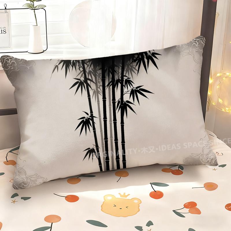 Bamboo Pattern Pillowcase Decor Suitable For Sofa Bedroom Car Pillow Cover Cushion Rectangular Back Cushion