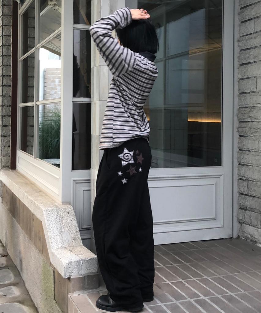 Chix Two-Star Applique Balloon Pants (4 Colors / Fleece-Lined Version Added)