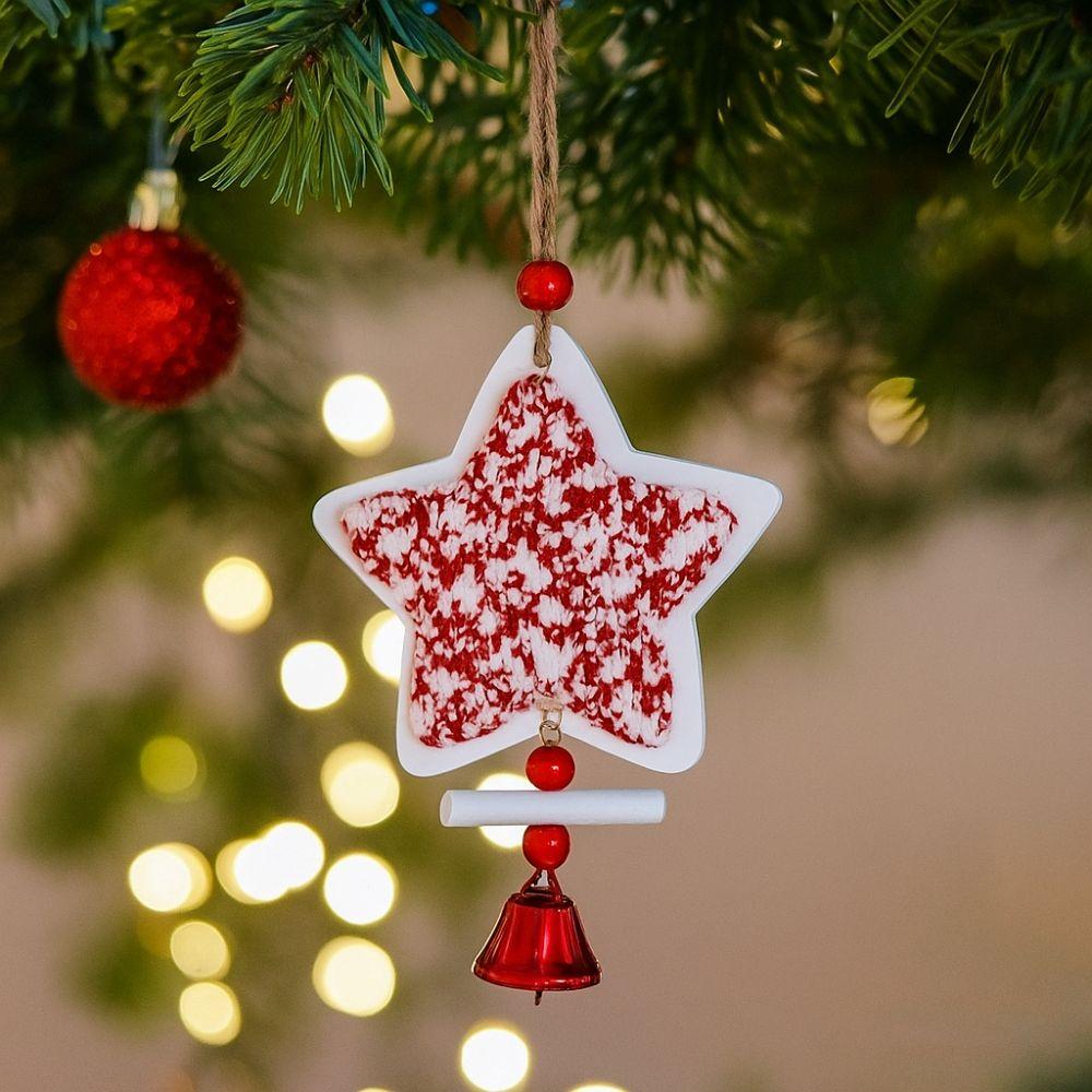 Wood Xmas Tree Star Ornaments Decorative Christmas Hanging Pendants  Outdoor Decor