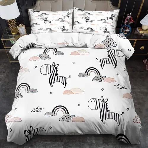 Zebra Duvet Cover Duvet Cover With Zebra Pattern Suitable For Children Boys Girls And Adults Soft Comfortable And Breathable