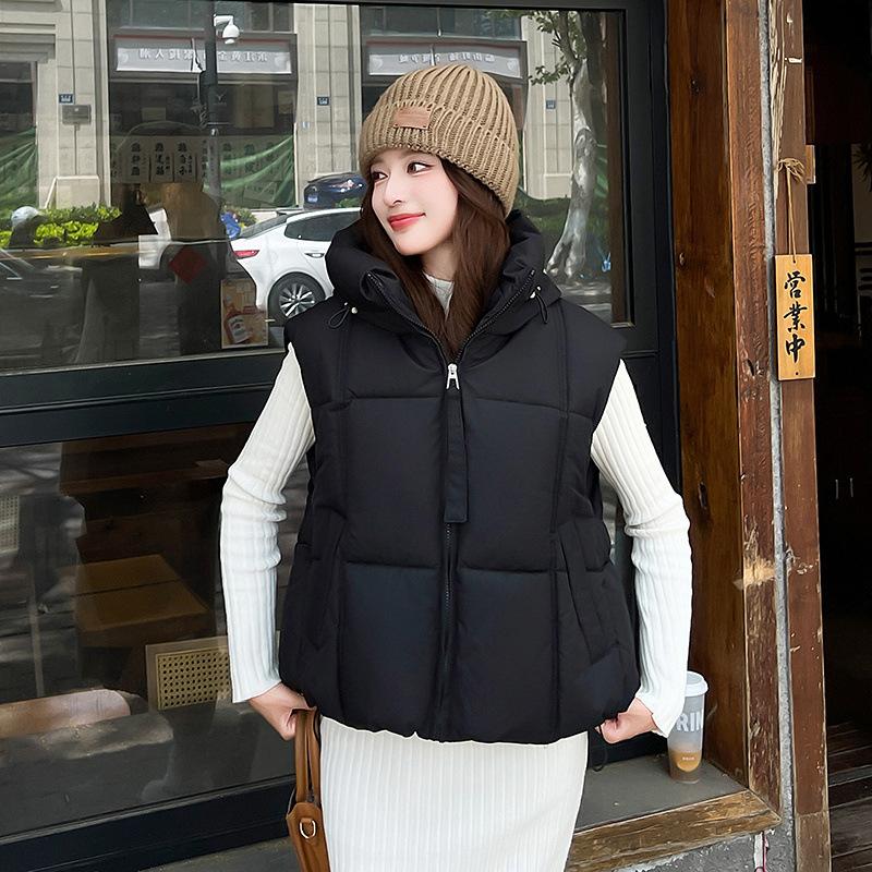 Winter Down Vest Hooded Casual Jacket Women