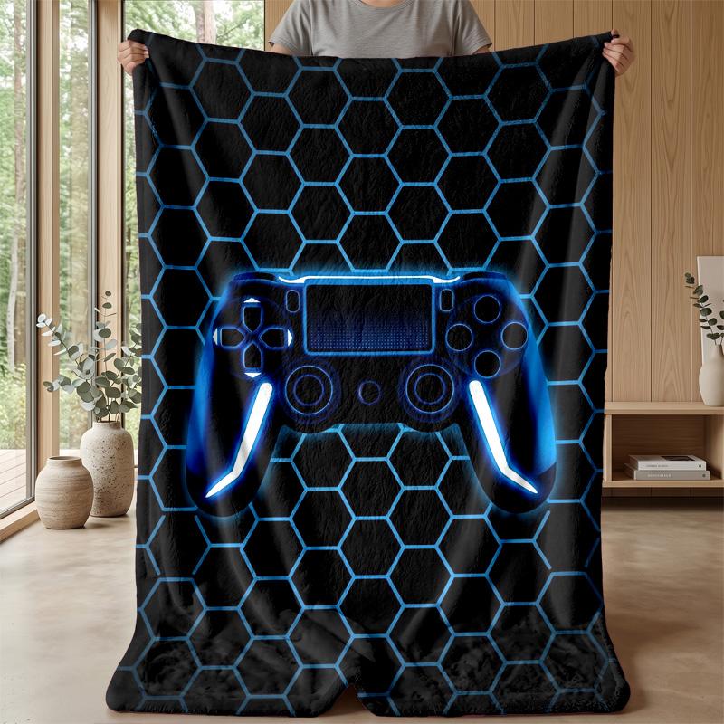 Neon Game Controller Theme blanket Lightweight Warm Flannel Blanket Decorative Throw Blanket for Home Decoration