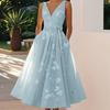 Damenmode, Sommer, Frühling, Blumenmuster, Druck, ärmellos, V-Ausschnitt, hohe Taille, Freizeitkleider