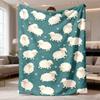 2026 New Arrival Flannel Blanket 1pc Cozy Sheep Print Flannel Blanket - Soft, Breathable 100% Polyester, Machine Washable, Ideal for All Seasons, Perf