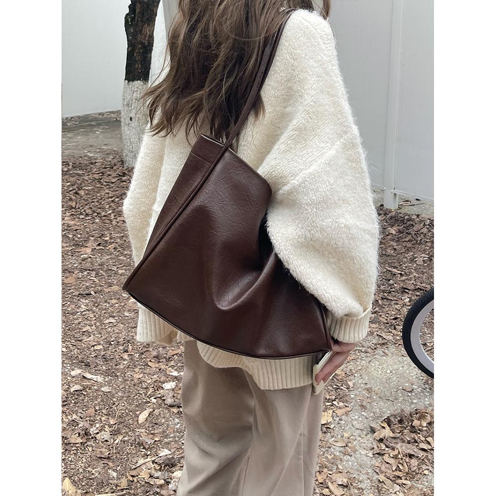 Damentasche mit großem Fassungsvermögen, lässige Textur, weiches Leder, Pendlertasche, modische Umhängetasche, Tragetasche