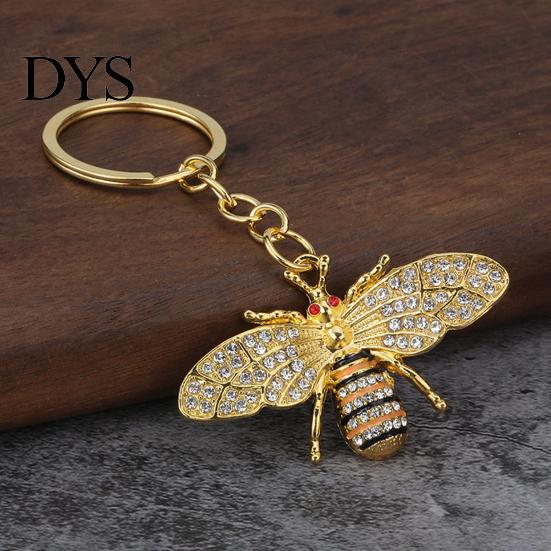 Fashion Purse Decoration Rhinestone Bee Keychain for Women, Bing Alloy Car Decorative Backpack Accessory Key Ring, Accessories Handbags Backpacks