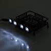 Small Size Roof Rack Luggage Carrier With LED Light Round for SCX10 110 RC Car (4 White)