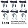 6Pcs Camping Tent Tie Down Rope Tightener Fastening Wind Rope Buckle Pulley Ratchet Hangers Awning Rope Hook